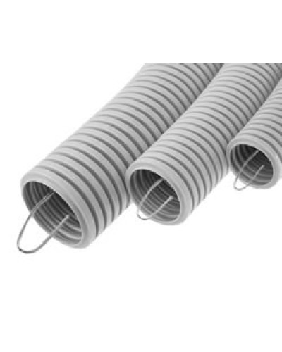 Труба гофрированная ПВХ тяжелая, с зондом диам. 20 мм (100м), огнестойкость E15-E90 Экопласт 11120-E90 в Махачкале Труба (ОКЛ) Экопласт Pintop.ru