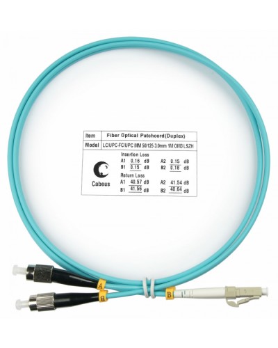 Шнур оптичесикй duplex LC-FC 50/125 MM OM3 1 м LSZH Cabeus FOP-50-LC-FC-1M в Махачкале Патч-корды оптические Pintop.ru