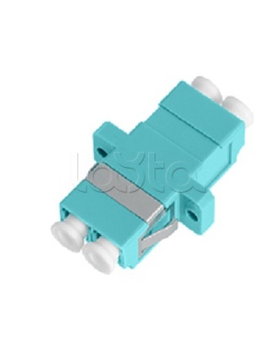 Адаптер NIKOMAX волоконно-оптический, соединительный, многомодовый, стандарта OM3, LC/UPC-LC/UPC, двойной, пластиковый, без шторки, с фланцами, аква, уп-ка 2шт. NIKOMAX (NMF-OA2M3-FN-LCU-LCU-AQ-2) в Махачкале Проходные адаптеры и розетки оптические Pint