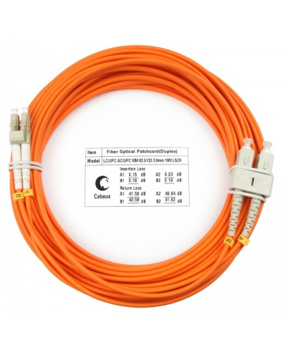 Шнур оптический duplex LC-SC 62,5/125 mm 20м LSZH Cabeus FOP-62-LC-SC-20m в Махачкале Патч-корды оптические Pintop.ru