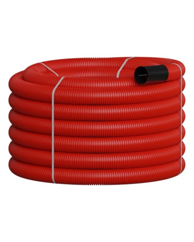 NR110 Двустенная труб.а ПНД гибкая, тип 450, SN12, с зондом, D110мм (20м) цвет красный Экопласт 801110-20 в Махачкале Гладкая труба Pintop.ru