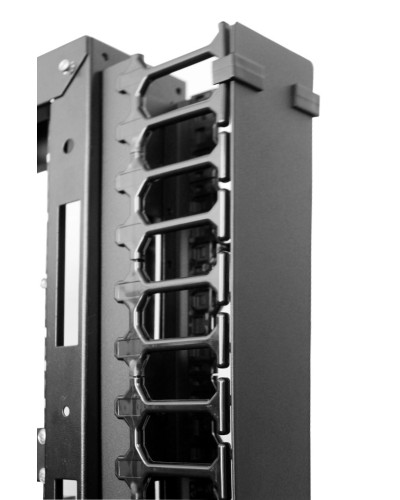 Вертикальный кабельный органайзер с пласт. пальцами для шкафов ШТК-СП-48.6.x, 2 компл ЦМО (ВКО-П-24/48U-9005) в Махачкале Кабельные органайзеры Pintop.ru