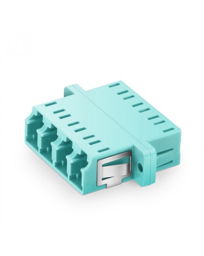 Оптический адаптер OM3, квадро LC, с фланцами, бирюзовый Eurolan (36A-30-4L-02AQ) в Махачкале Проходные адаптеры и розетки оптические Pintop.ru