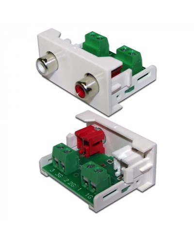 Вставка Mosaic 22.5x45 2xRCA Stereo Audio, белая LANMASTER (LAN-WA-LP-2RCA-WH) в Махачкале Коннекторы и разъемы Pintop.ru