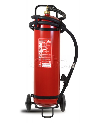 Огнетушитель ПОЖТЕХНИКА ОП-50(з) МИГ на тележке с перекрывным стволом, (баллон 62,5л., ОТВ-50кг) в Махачкале Огнетушители Pintop.ru