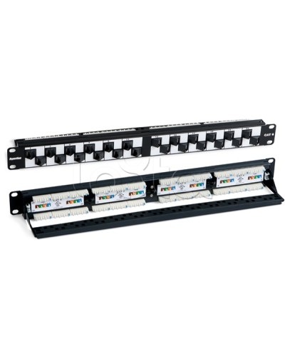 Патч-панель 19, 1U, с угловыми портами, 24 порта RJ-45, категория 6 Hyperline PP2A-19-24S-8P8C-C6-110 в Махачкале Патч панель Pintop.ru