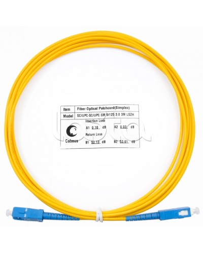 Патч-корд волоконно-оптический (шнур) SM 9/125 simplex SC-SC LSZH (3м) Cabeus FOP(s)-9-SC-SC-3m в Махачкале Патч-корды оптические Pintop.ru
