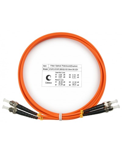 Шнур оптический duplex ST-ST 62,5/125 mm 2м LSZH Cabeus FOP-62-ST-ST-2m в Махачкале Патч-корды оптические Pintop.ru