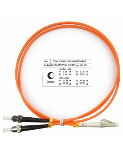 Шнур оптический duplex LC-ST 62,5/125 mm 1м LSZH Cabeus FOP-62-LC-ST-1m в Махачкале Патч-корды оптические Pintop.ru
