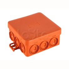 JBL085 Коробка огн. E110, о/п 85х85х38мм, без галогена, 12 вых., IP55, 9P, (0,15-2,5 мм2), цвет оранж. Экопласт (43265HF)