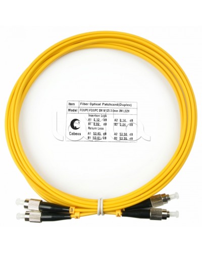 Шнур оптический duplex FC-FC 9/125 sm 3м LSZH Cabeus FOP(d)-9-FC-FC-3m в Махачкале Патч-корды оптические Pintop.ru