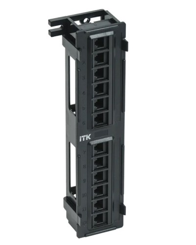 ITK Настенная патч-панель кат.5Е UTP, 12 портов (IDC Dual) (PP12-C5EU-D05) в Махачкале Патч панель Pintop.ru