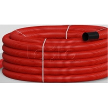 NR040 Двустен. труба ПНД гибкая откр. прокладки, SN29, с зондом, D40мм (50м) красн. Экопласт (801040HFR-UF-RD)