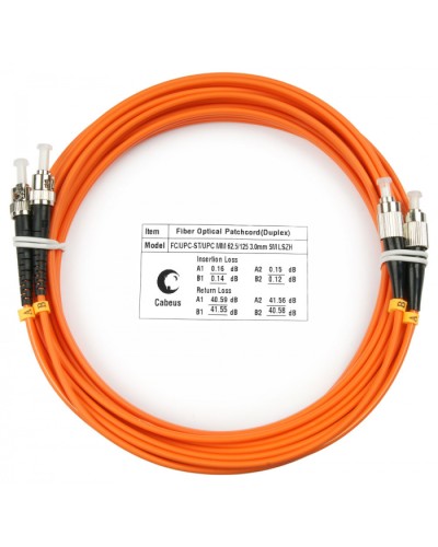 Шнур оптический duplex FC-ST 62,5/125 mm 10м LSZH Cabeus FOP-62-FC-ST-10m в Махачкале Патч-корды оптические Pintop.ru