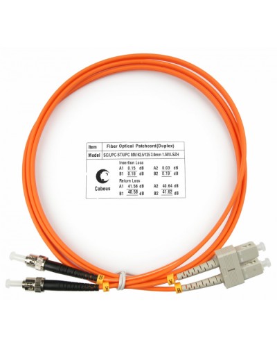 Шнур оптический duplex SC-ST 62,5/125 mm 1,5м LSZH Cabeus FOP-62-SC-ST-1,5m в Махачкале Патч-корды оптические Pintop.ru