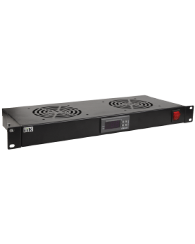 ITK Модуль вентил. 1U с цифр. термостатом 2 вент. черный (FM05-1U2TS-R) в Махачкале Вентиляторные модули Pintop.ru