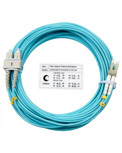 Шнур оптический duplex LC-SC 50/125 mm OM3 10м LSZH Cabeus FOP-50-LC-SC-10m в Махачкале Патч-корды и пигтейлы Pintop.ru