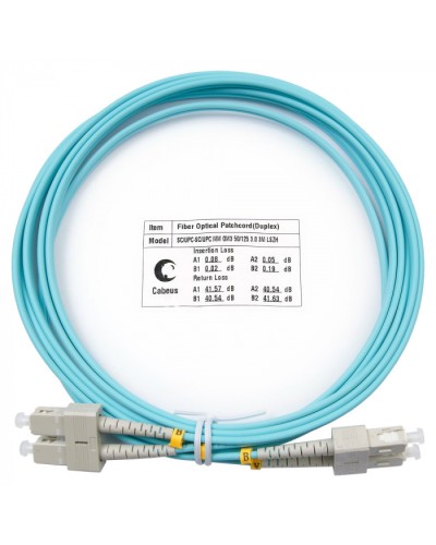 Шнур оптический duplex SC-SC 50/125 mm OM3 3м LSZH Cabeus FOP-50-SC-SC-3m в Махачкале Патч-корды и пигтейлы Pintop.ru