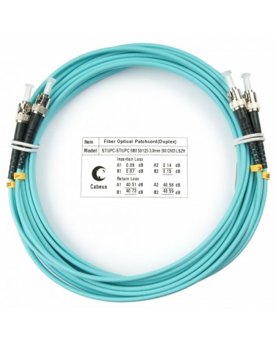 Шнур оптический duplex ST-ST 50/125 mm OM3 10м LSZH Cabeus FOP-50-ST-ST-10m в Махачкале Патч-корды и пигтейлы Pintop.ru