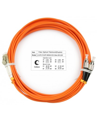 Шнур оптический duplex LC-FC 62,5/125 mm 5м LSZH Cabeus FOP-62-LC-FC-5m в Махачкале Патч-корды оптические Pintop.ru