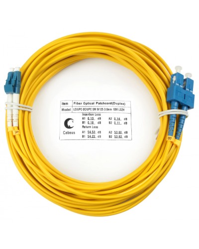 Шнур оптический duplex LC-SC 9/125 sm 10м LSZH Cabeus FOP(d)-9-LC-SC-10m в Махачкале Патч-корды оптические Pintop.ru