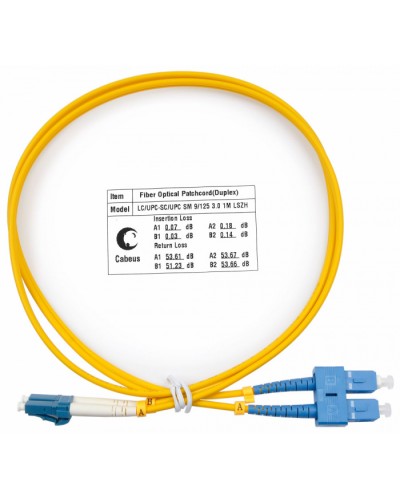 Шнур оптический duplex LC-SC 9/125 SM 1 м LSZH Cabeus FOP(d)-9-LC-SC-1M в Махачкале Патч-корды оптические Pintop.ru