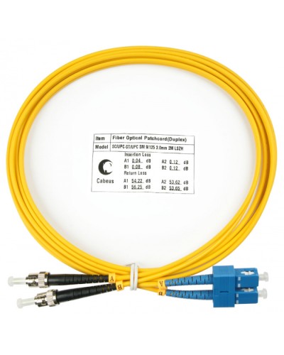 Шнур оптический duplex SC-ST 9/125 SM 2 м LSZH Cabeus FOP(d)-9-SC-ST-2M в Махачкале Патч-корды оптические Pintop.ru