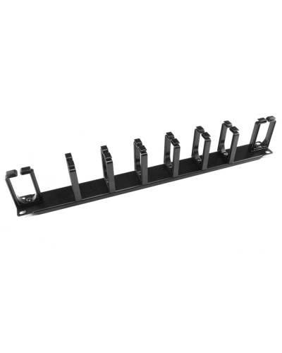 Органайзер кабельный горизонтальный 19 1U, 8 пласт. колец, металлический, черный Cabeus JB08-1U-PR-BK в Махачкале Кабельные органайзеры Pintop.ru