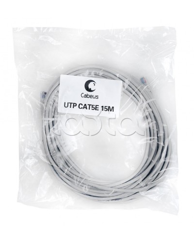 Патч-корд UTP, категория 5e, 15 м, неэкранированный, серый Cabeus PC-UTP-RJ45-Cat.5e-15m в Махачкале Патчкорды (медные) Pintop.ru
