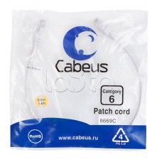 Патч-корд UTP, категория 6, 0.5 м, неэкранированный, белый Cabeus PC-UTP-RJ45-Cat.6-0.5m-WH