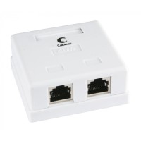 Розетка компьютерная RJ-45(8P8C), категория 5e, экранированная, двойная, внешняя, Krone type Cabeus WS-8P8C-Cat.5e-SH-2