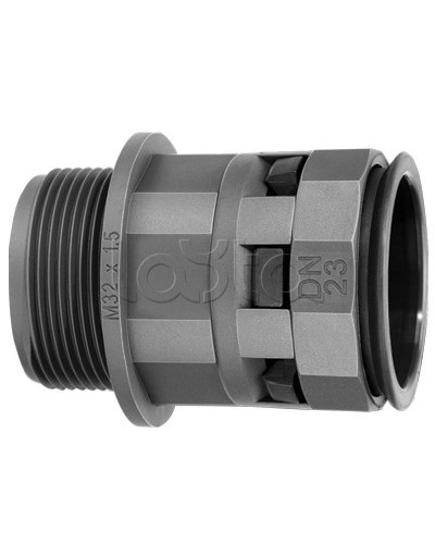 Муфта труба-коробка DN 17 мм, М25х1,5, полиамид, цвет черный DKC PAM17M25N в Махачкале Повороты, муфты, тройники Pintop.ru