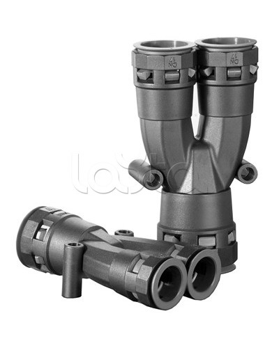 Разветвитель DN 1х36 + 2х29 мм, полиамид, цвет черный DKC PAY362929N в Махачкале Повороты, муфты, тройники Pintop.ru