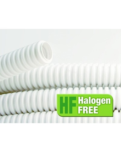 Труба ПЛЛ гибкая гофр. не содержит галогенов д.40мм, ПВ-0, с протяжкой,20м, цвет белый DKC 81840 в Махачкале Труба гофрированная Pintop.ru