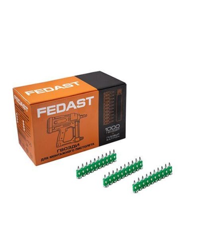 Гвозди 3.0*38 мм усиленные для монтажного пистолета (1000 шт/уп) FEDAST (fd3038eg) в Махачкале Крепеж: Дюбели, шурупы, саморезы Pintop.ru