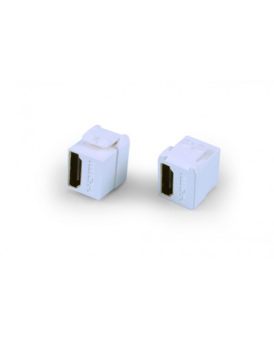 Вставка формата Keystone Jack с проходным адаптером HDMI (Type A), short body (18.2 мм), ROHS Hyperline (KJ1-HDMI-AS18-WH) в Махачкале Кроссы оптические Pintop.ru