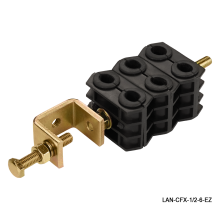 Комплект крепления для 6-ти коаксиальных кабелей диаметром 3/8-1/2", со струбциной LANMASTER LAN-CFX-1/2-6-EZ