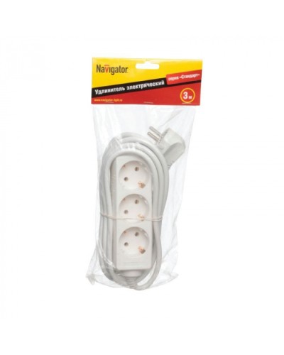 Удлинитель Navigator 94 179 NPE-S-03-300-E-3x1 с/з 3 гн. 3м в Махачкале Блоки розеток Pintop.ru