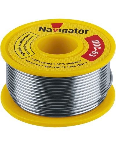 Припой Navigator 93 777 NEM-Pos05-63K-1-K100 (ПОС-63, катушка, 1 мм, 100 гр) в Махачкале Аксессуары для кабель-канала Pintop.ru
