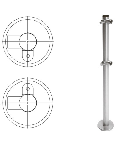Стойка ограждения L-образная с 2-мя полупетлями cправа (антик серебро) Oxgard в Махачкале Ограждения Pintop.ru