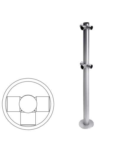 Стойка огражденияT-образная трехсторонняя Oxgard Стойка ограждения T-образная (ВЗР 1996.04) в Махачкале Ограждения Pintop.ru