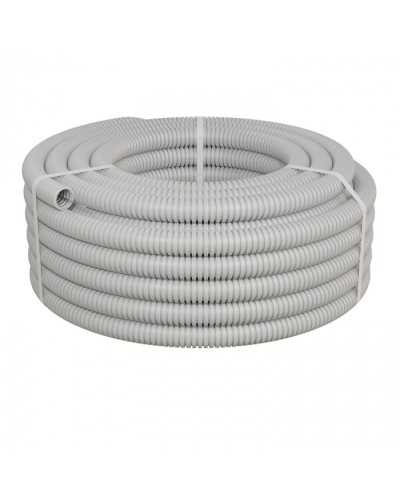 Труба ПНД-FRUF гофрир. легкая, с зондом, без галогена, трудногорючая, атмосферостойкая,цвет серый, диам. 32мм (25м) Экопласт (20132HFR-UF) в Махачкале Труба гофрированная Pintop.ru