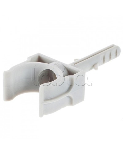 Держатель с дюбелем без шурупа для гофрированной или жесткой гладкой трубы D20 мм, без галогена Экопласт 41420HF в Махачкале Держатели, клипсы, скобы Pintop.ru