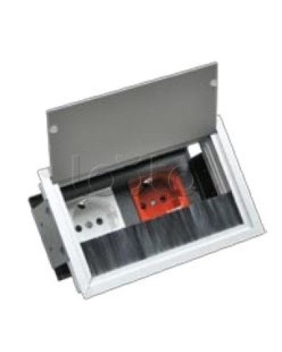 Люк настольный встраиваемый на 2 модуля (45х45мм) с крышкой, алюминий IP20 Экопласт 70042 в Махачкале Системы лючков и колонн Pintop.ru