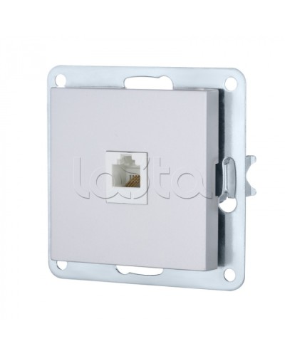 Розетка телефонная RJ-12 с накладкой (серебристый металлик) LK 80 Экопласт (845503-1) в Махачкале Розетки компьютерные и телефонные Pintop.ru