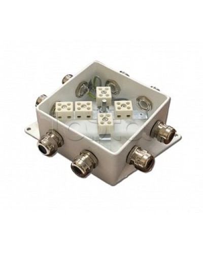 Коробка монтажная огнестойкая Гефест КМ-О (10к*10,0)-IP66-120х120, пять вводов в Махачкале Распределительные коробки Pintop.ru