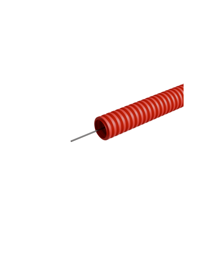 Труба гофрированная ПНД лёгкая d32 мм с зондом трудногорючая безгалогенная (HFFRLS), (уп. 50 м) КМ-профиль (KM-FRTG-32) в Махачкале Труба гофрированная Pintop.ru