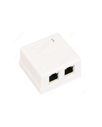 Розетка компьютерная RJ-45 (8P8C), категория 5e, двойная, внешняя (настенная), Dual IDC, белая в Махачкале Розетки компьютерные и телефонные Pintop.ru