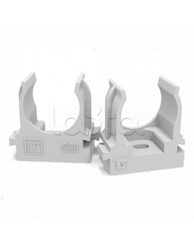 Крепеж-клипса для труб атмосферостойкая для монтажного пистолета серая в п/э d20 мм (100шт/900шт уп/кор) Промрукав (PR13.0402) в Махачкале Держатели, клипсы, скобы Pintop.ru