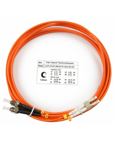 Шнур оптический duplex LC-ST 62,5/125 mm 3м LSZH Cabeus FOP-62-LC-ST-3m в Махачкале Патч-корды оптические Pintop.ru
